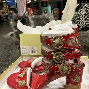 Women's Red Floral Sandals